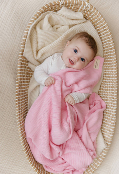 NEW! 100% Luxury Organic Cotton Ribbed Baby Swaddle Blanket
