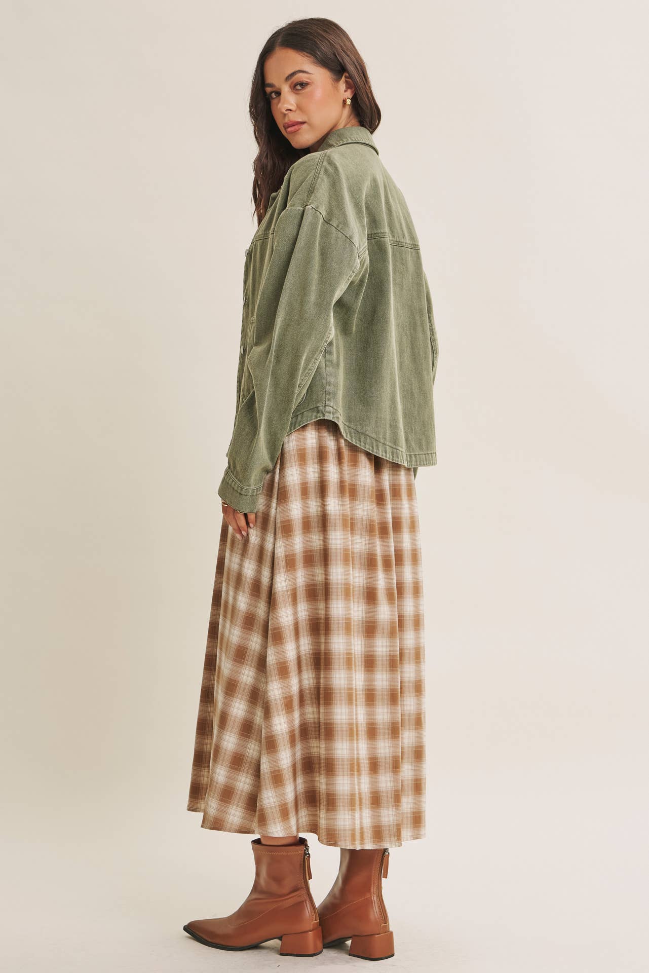 WASHED COTTON TWILL UTILITY OVERSIZED JACKET