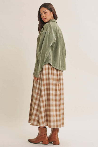 WASHED COTTON TWILL UTILITY OVERSIZED JACKET