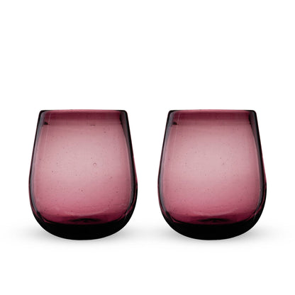 Rosado Recycled Glass Stemless Wine Glasses Set of 2
