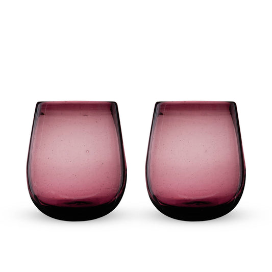 Rosado Recycled Glass Stemless Wine Glasses Set of 2