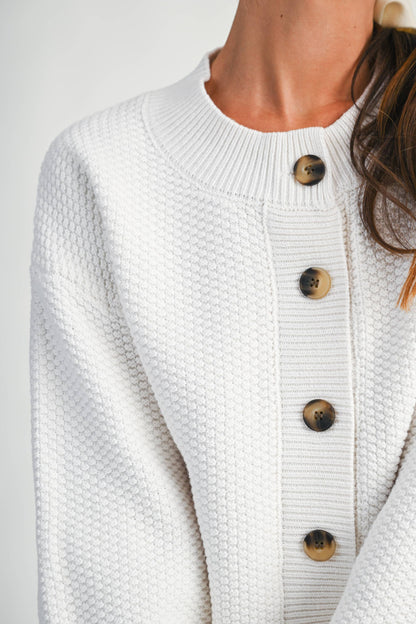 Textured Button Front Cardigan Sweater