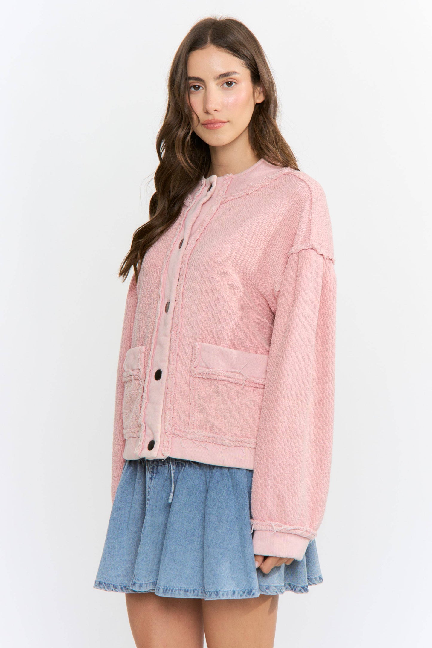 Boucle Textured Button-Up Jacket