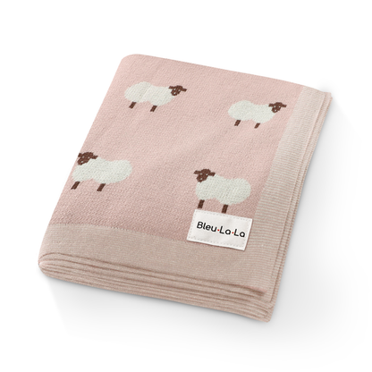 100% Luxury Cotton Receiving Swaddle Baby Blanket - Sheep