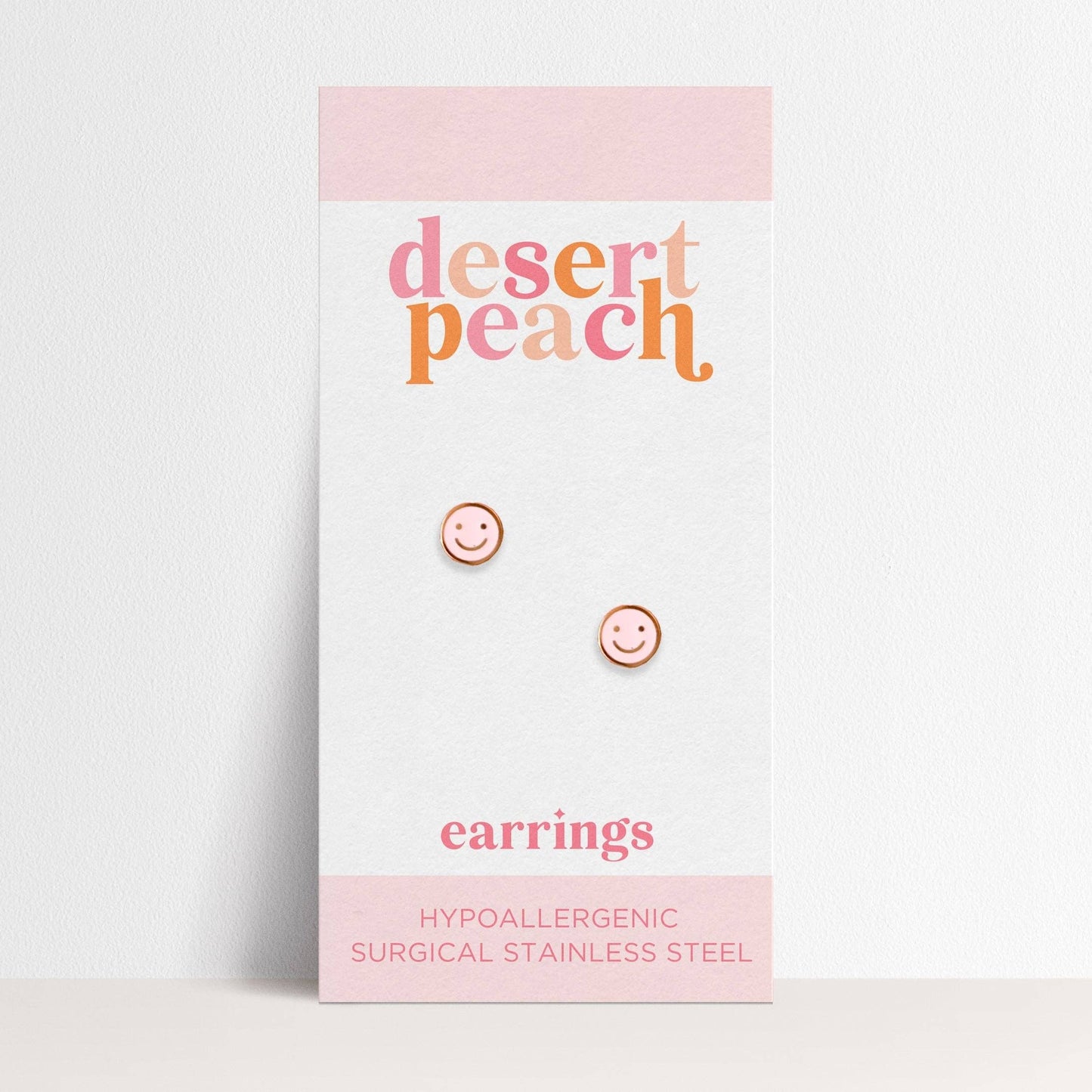 Pink Smiley Stud Earrings