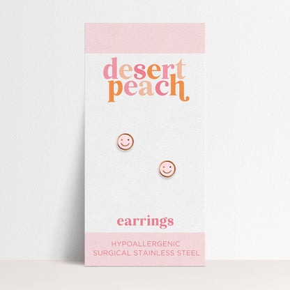 Pink Smiley Stud Earrings