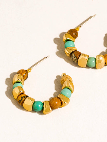Noisette 18K Gold Boho Beaded Hoop Earrings