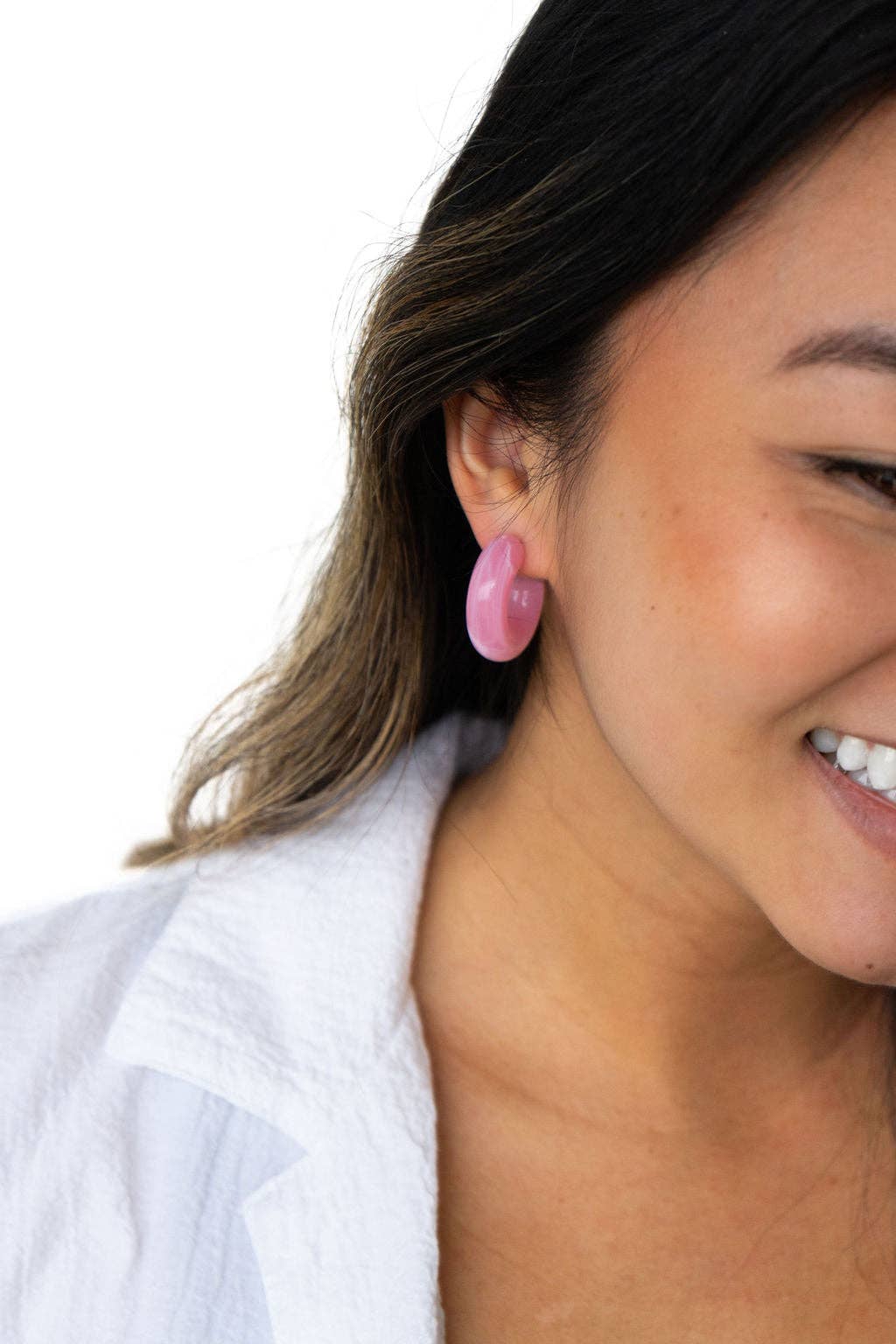 Chloe Hoops - Pink // Jewelry, Earrings