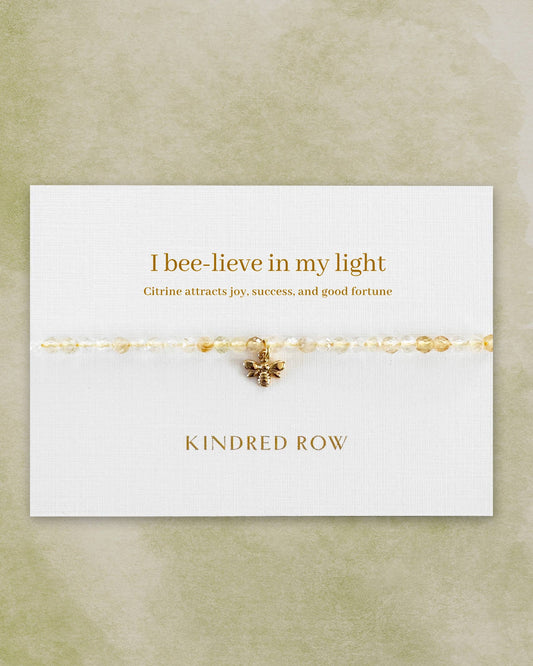 Citrine Bee Affirmation Charm Bracelet