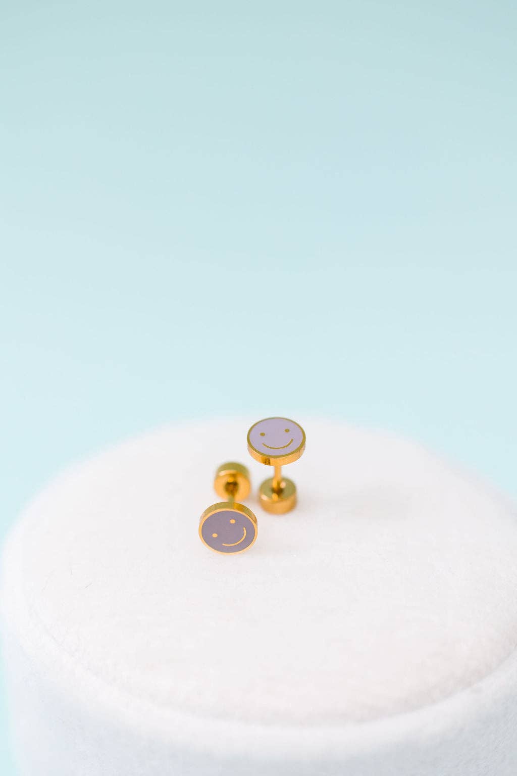 Lavender Smiley Stud Earrings