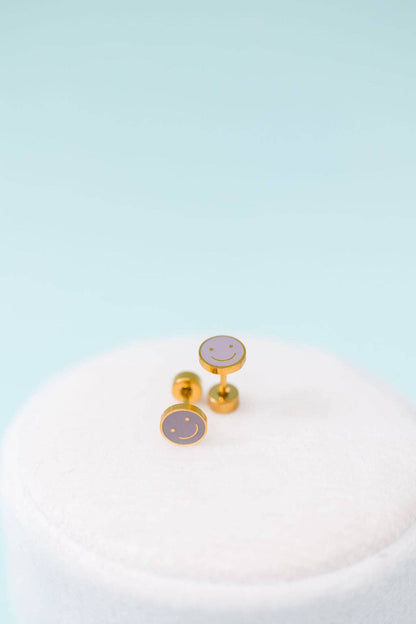 Lavender Smiley Stud Earrings