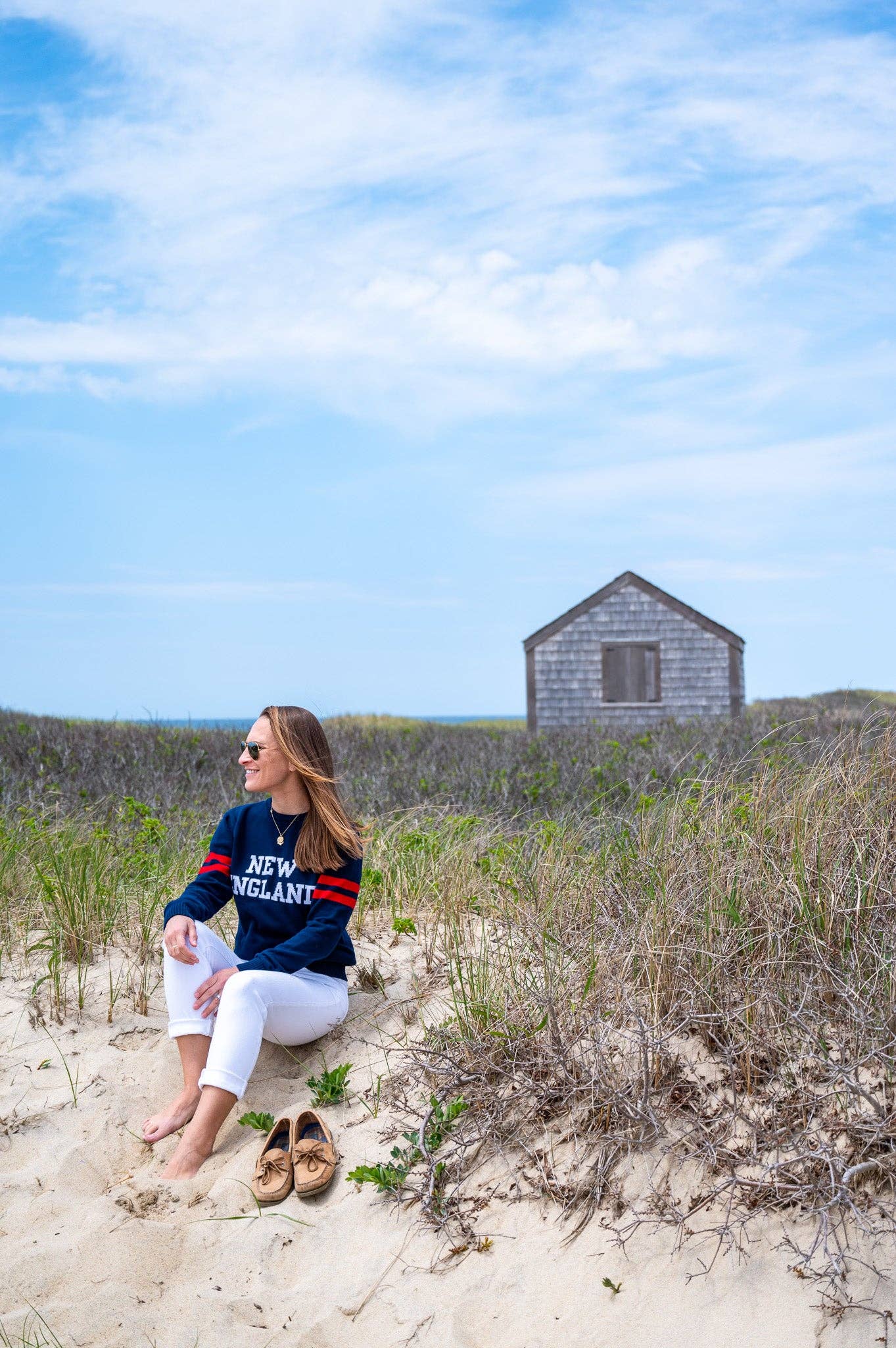 Monomoy Sweater - New England Navy & Red Sweater