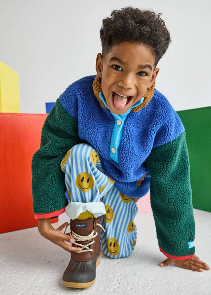 Color Block Fleece Pullover - Blue