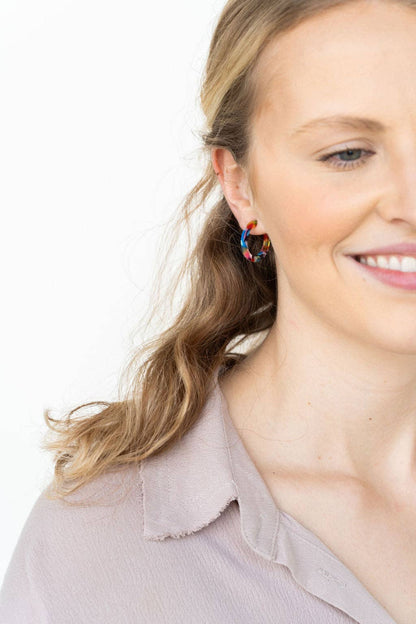 Cam Mini Hoops - Fiesta // Jewelry, Earrings, Best Seller, Gift