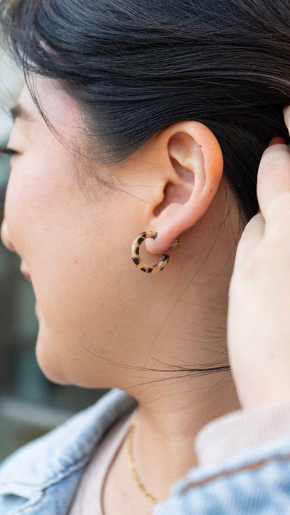 Micro Cam Mini Hoops - Cheetah // Earrings, Fall, Jewelry