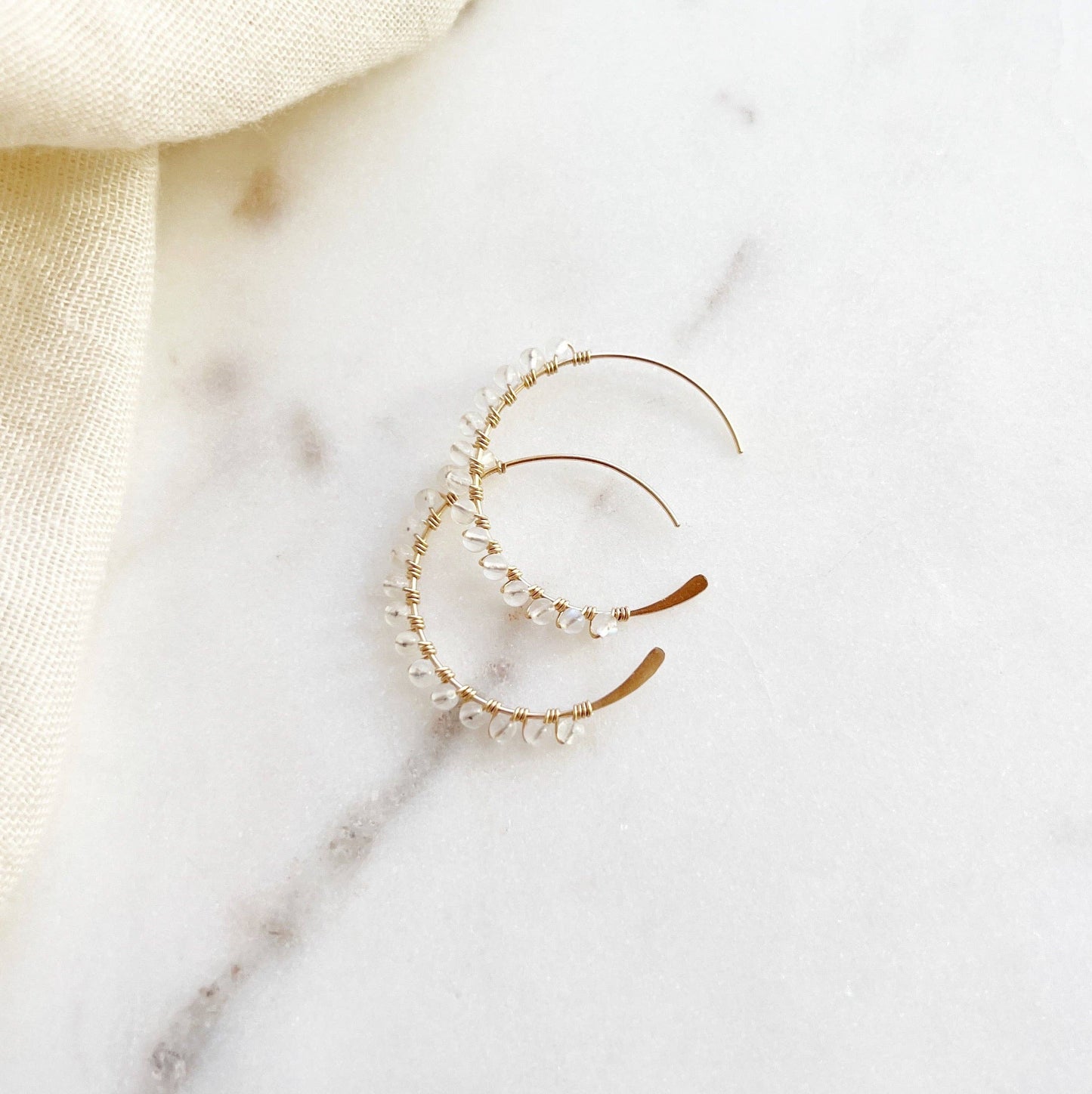 Petite Sea Hoop Earrings - Aquamarine