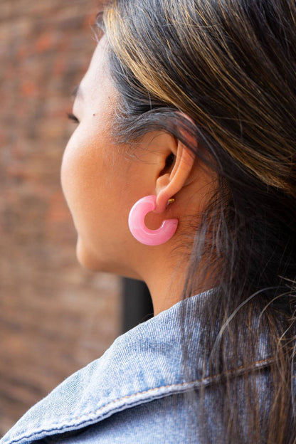 Chloe Hoops - Pink // Jewelry, Earrings
