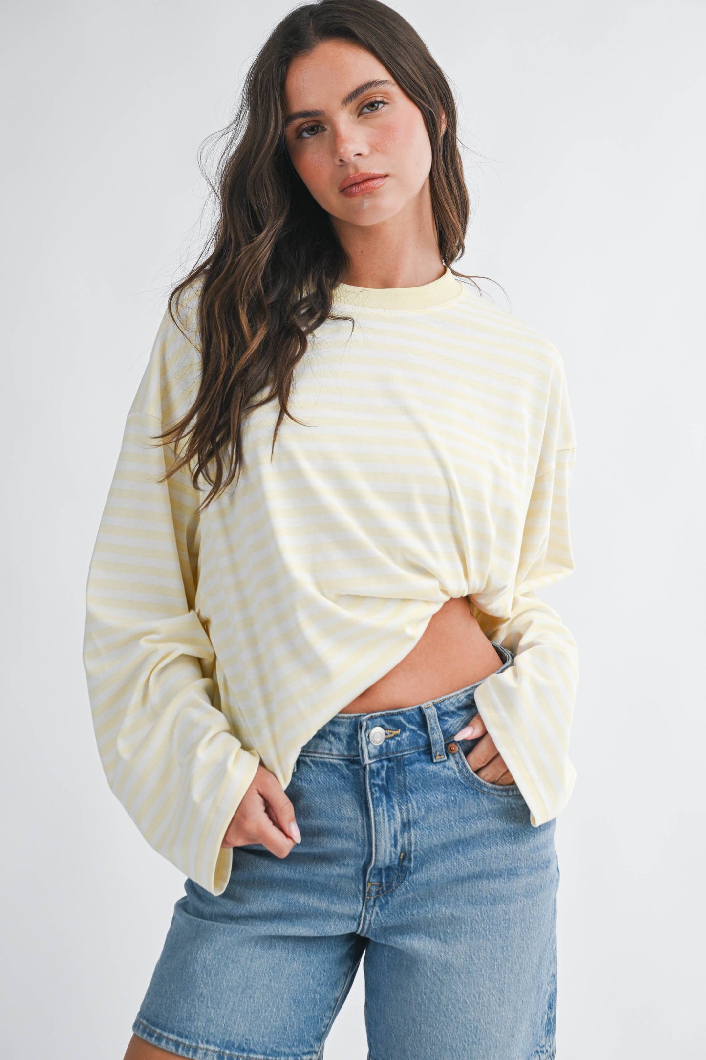 Oversized Stripe Long Sleeve Top