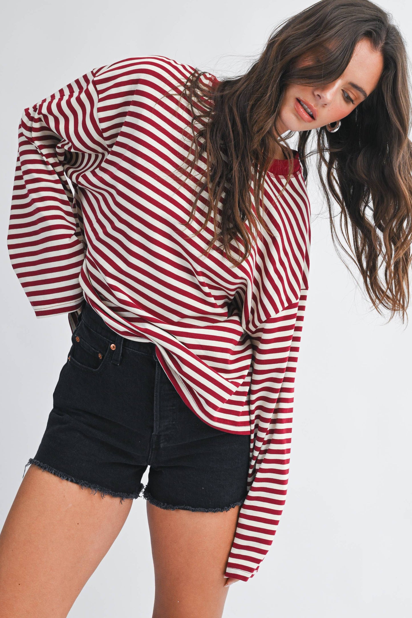 Oversized Stripe Long Sleeve Top