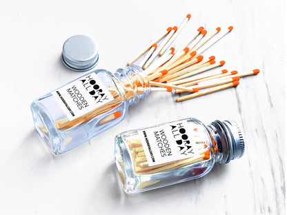Colorful Wooden Matches In Little Glass Bottle - New Colors!