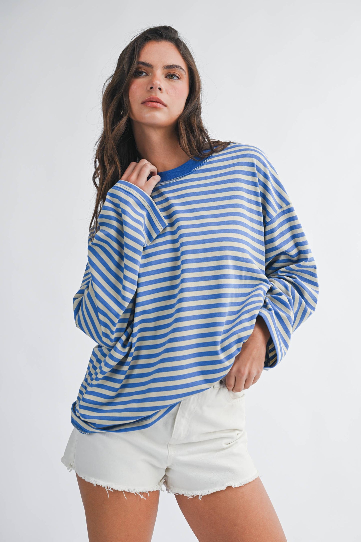Oversized Stripe Long Sleeve Top