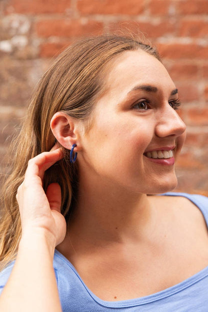 Cam Mini Hoops - Navy // Jewelry, Earrings, Fall