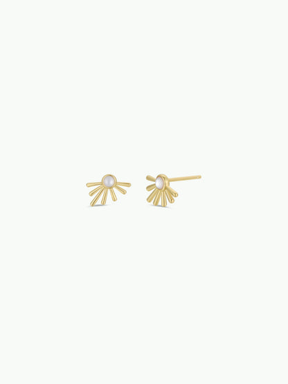 Sun Ray - Mother of Pearl - Gold Earrings