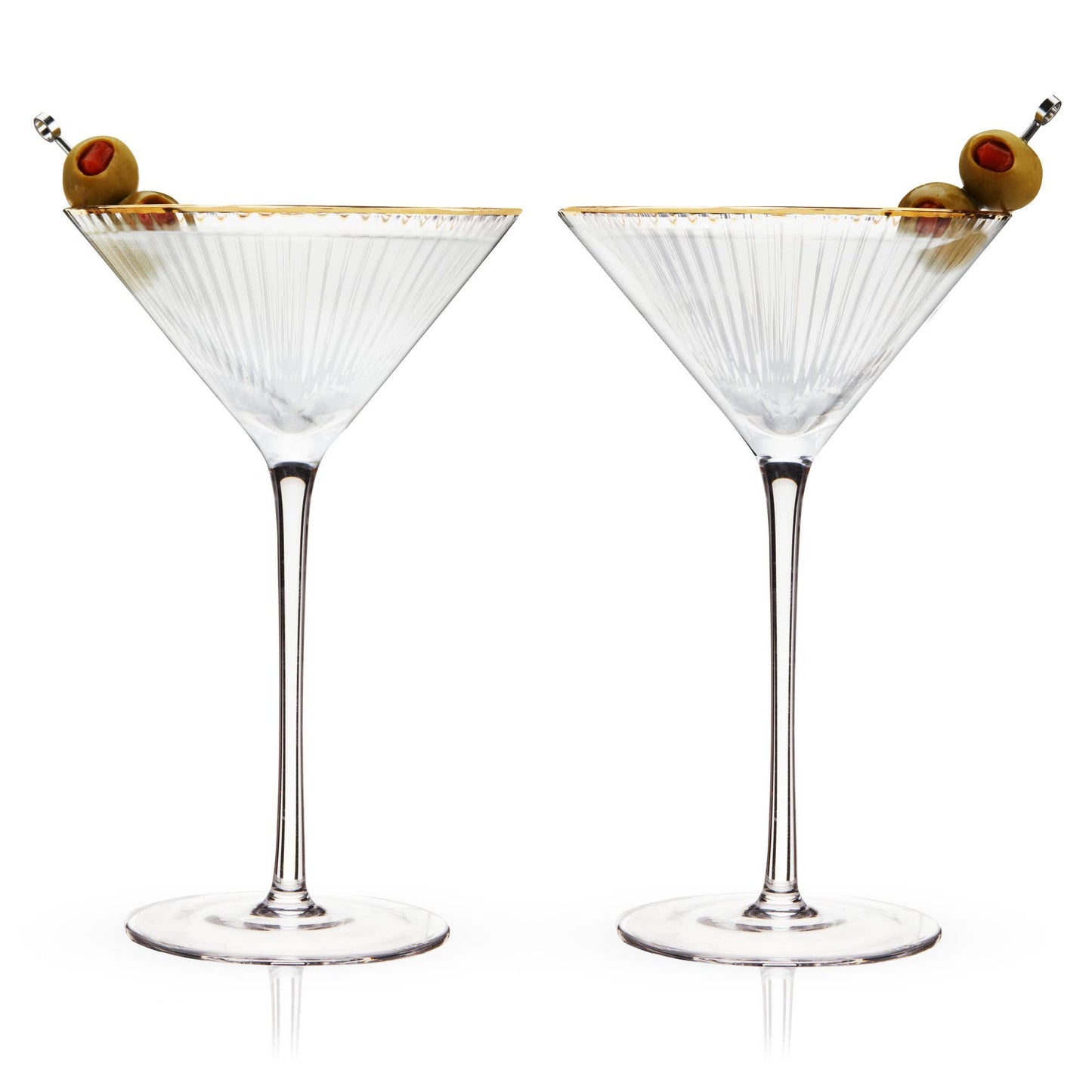 Deco Meridian Gold-Rimmed Crystal Martini Glasses - Set of 2
