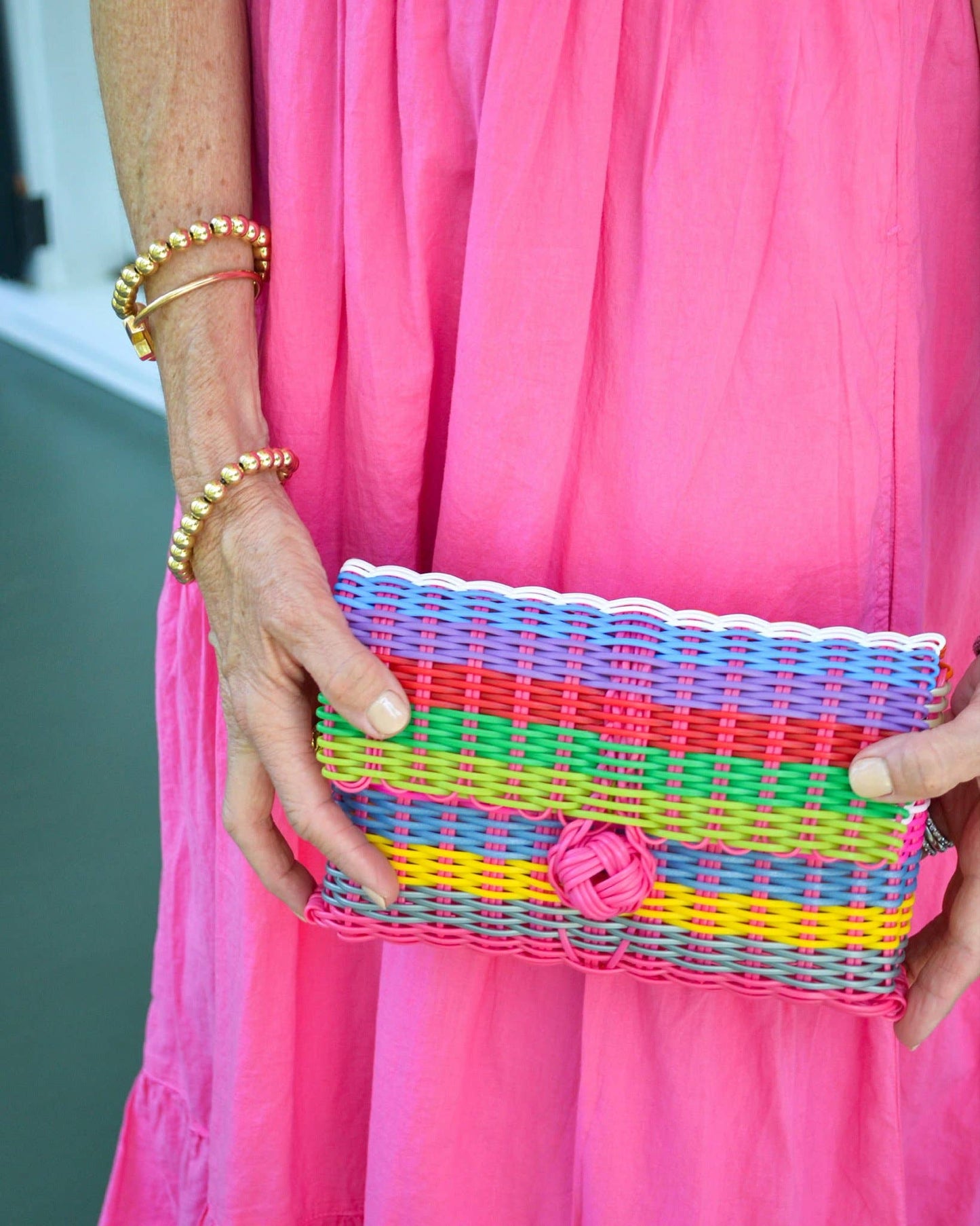 Clutch, Multi-Stripe Bright