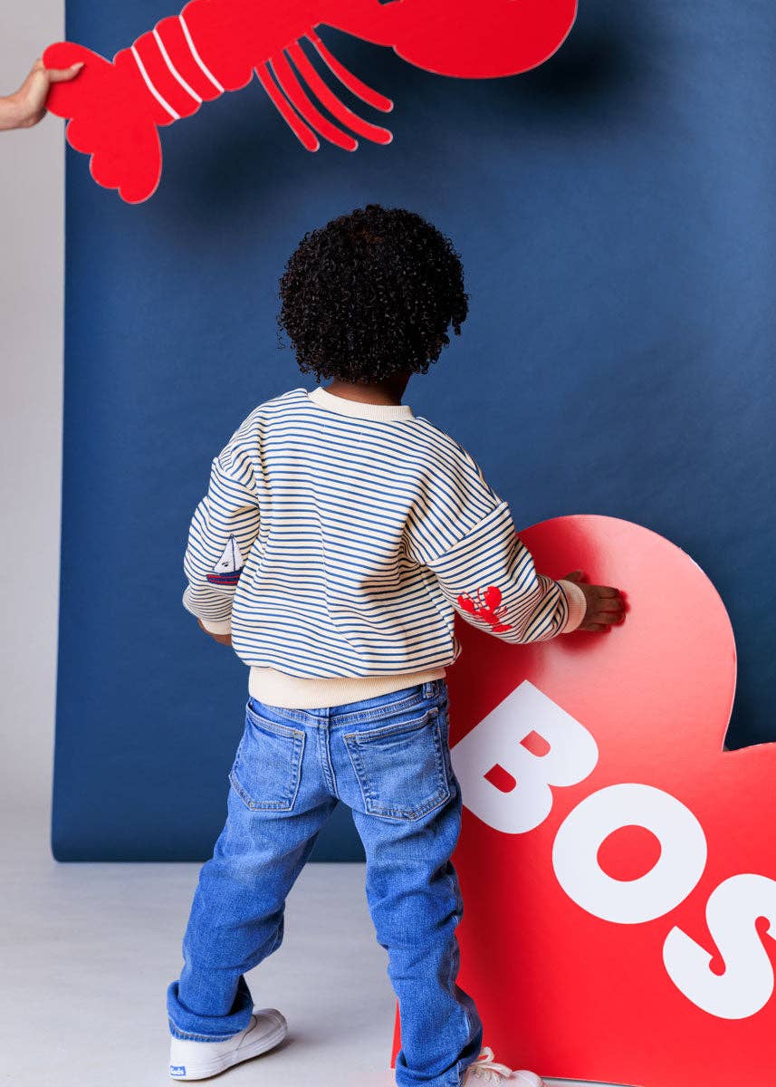 Youth Boston Striped Patch Sweatshirt