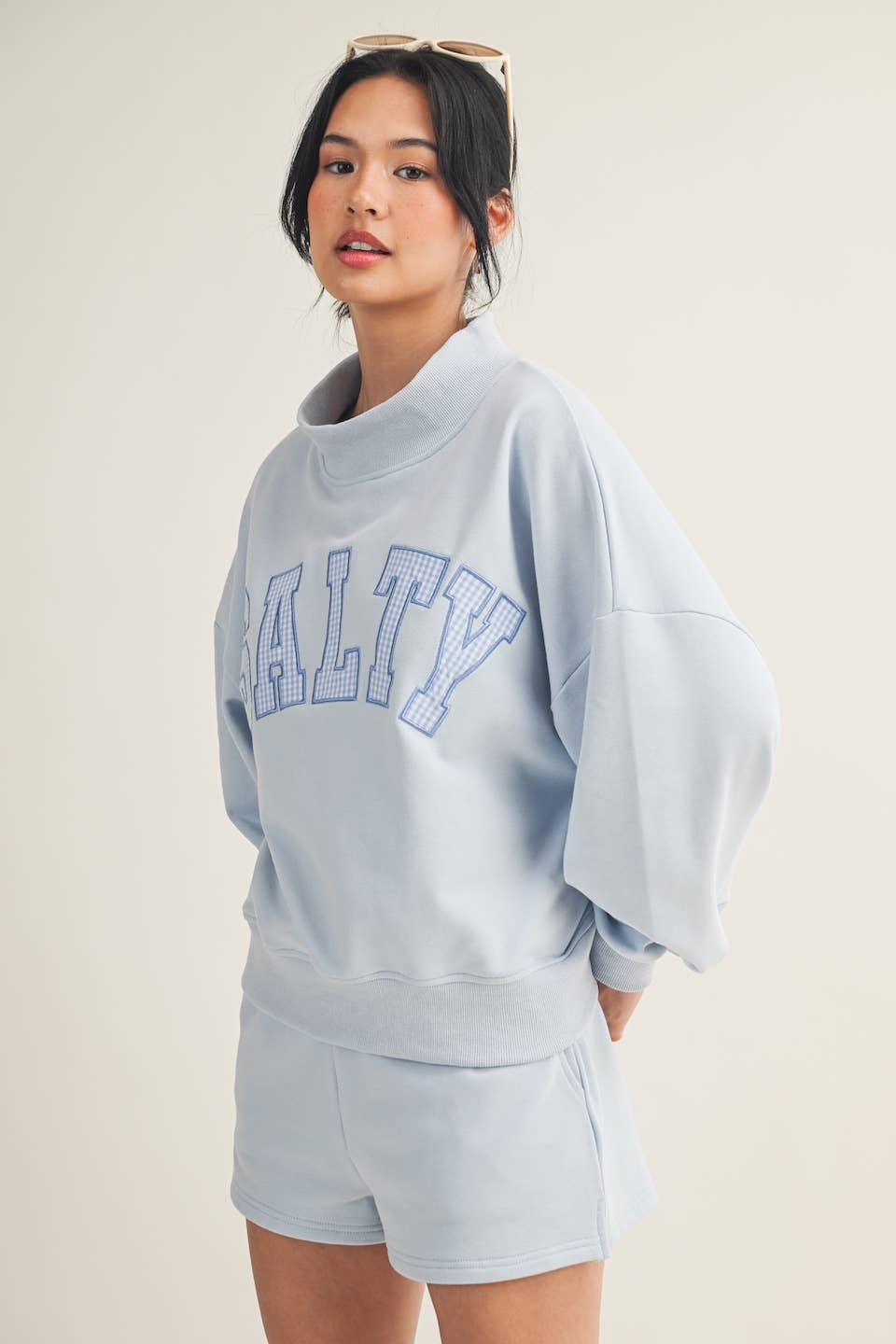 Salty Oversized Mock Neck Sweatshirt