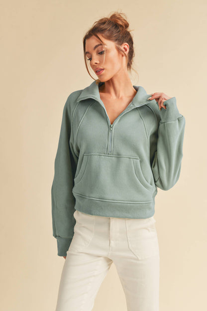 AEMI + CO Dove Funnel Neck Half Zip