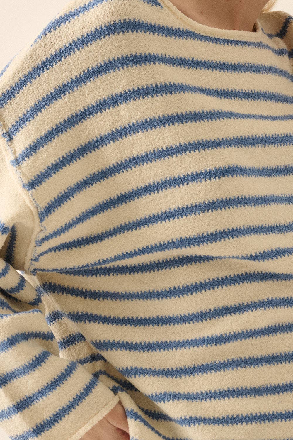 Striped Textured Knit Oversized Sweater