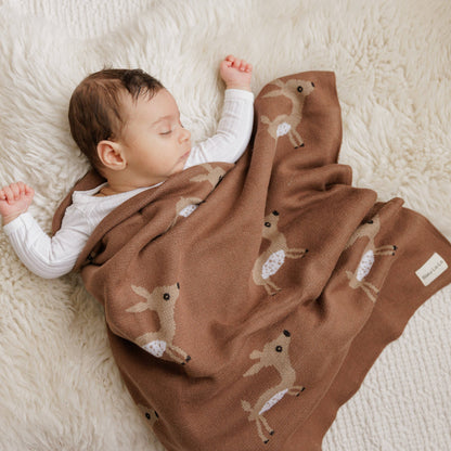 100% Luxury Cotton Receiving Swaddle Baby Blanket - Deer
