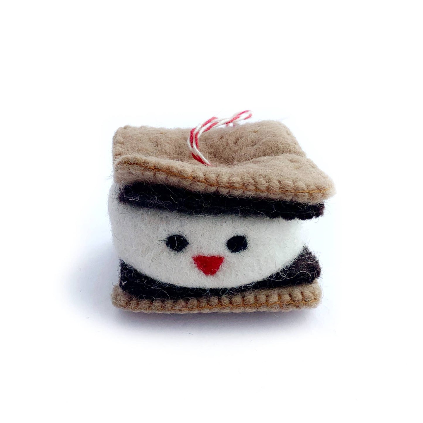 Smiling S'more Felt Wool Christmas Ornament