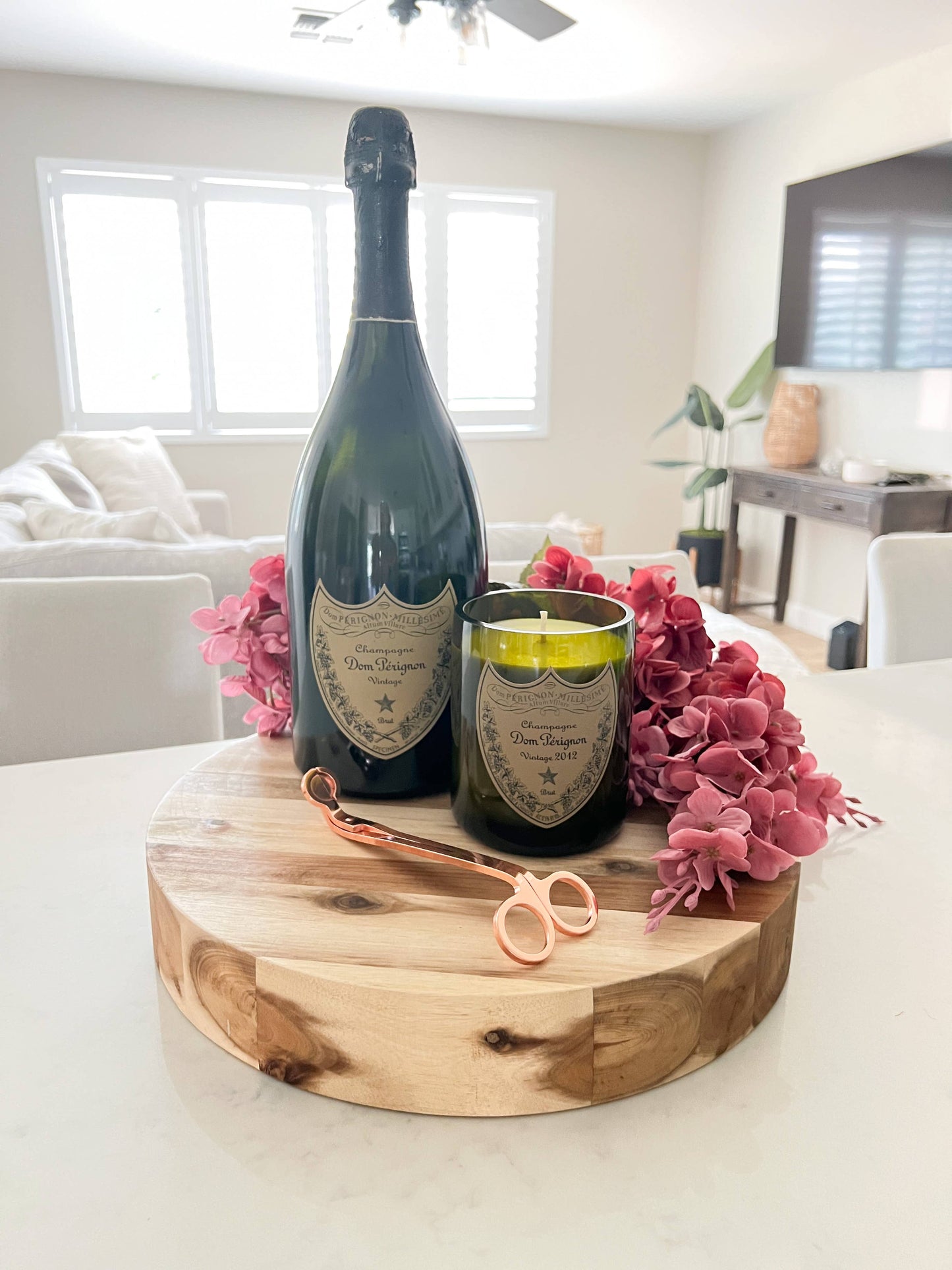 Recycled Dom P Bottle - Vintage Label Candle