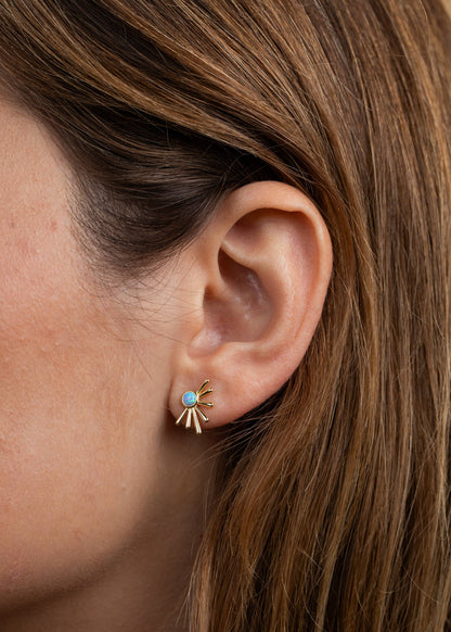 Sun Ray - Fire Opal - Gold Earrings
