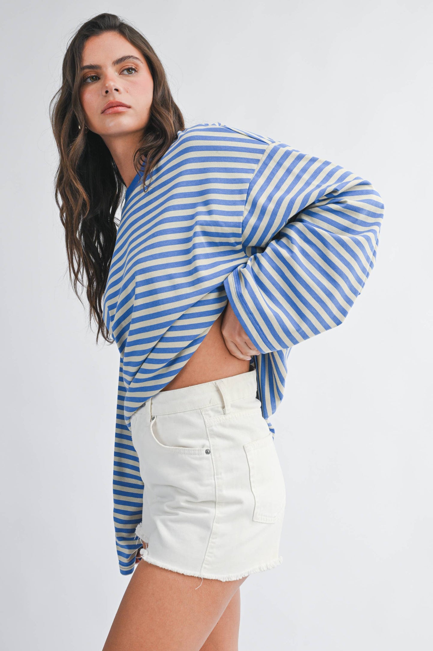 Oversized Stripe Long Sleeve Top