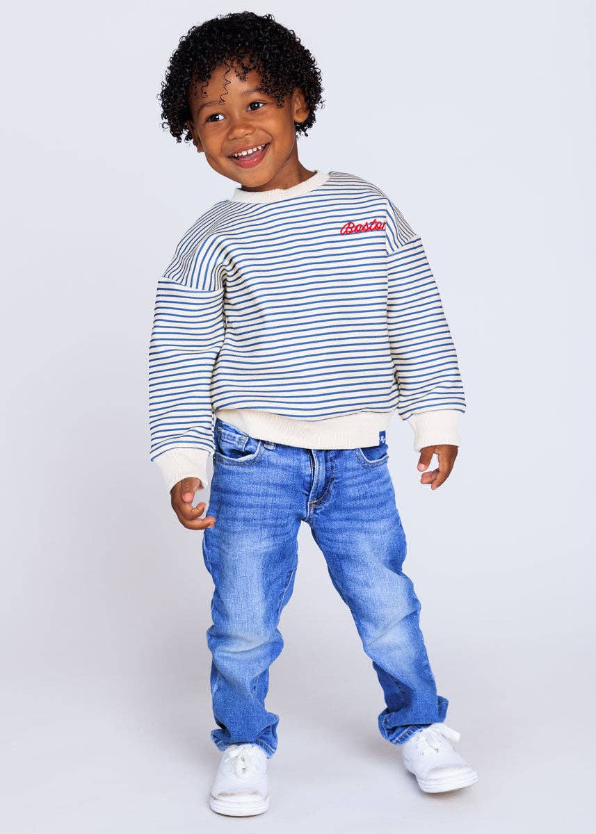 Youth Boston Striped Patch Sweatshirt