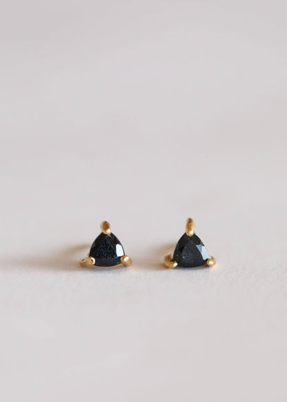 Mini Energy Gem - Black Tourmaline - Gold Earrings