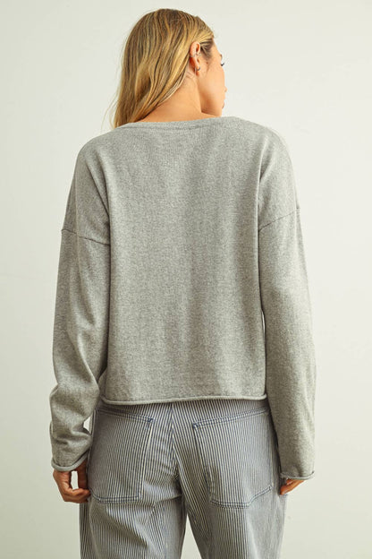 ESSENTIAL LONG SLEEVE ROLLING HEM TOP
