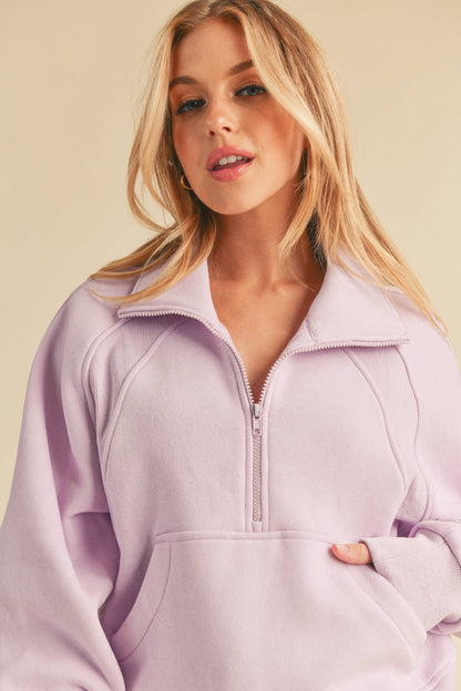 AEMI + CO Dove Funnel Neck Half Zip