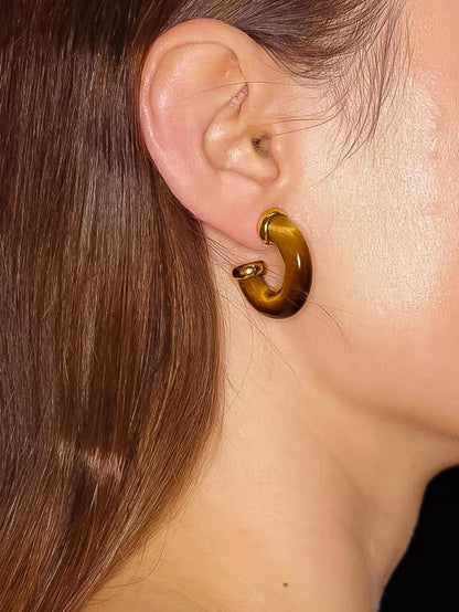 Quinnley 18K Gold Western Natural Stone Hoop Earring