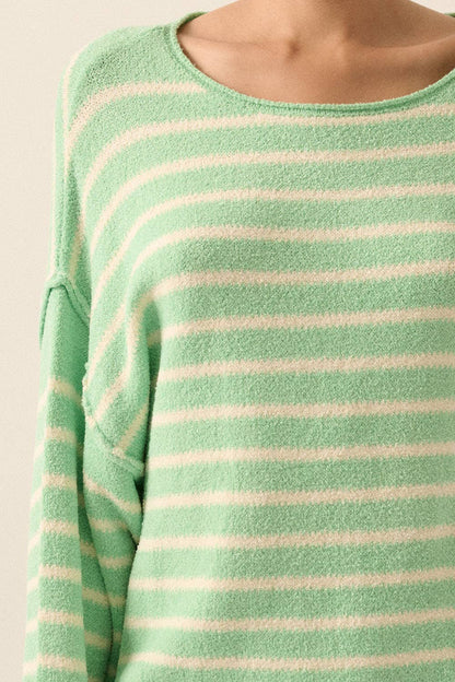 Striped Textured Knit Oversized Sweater