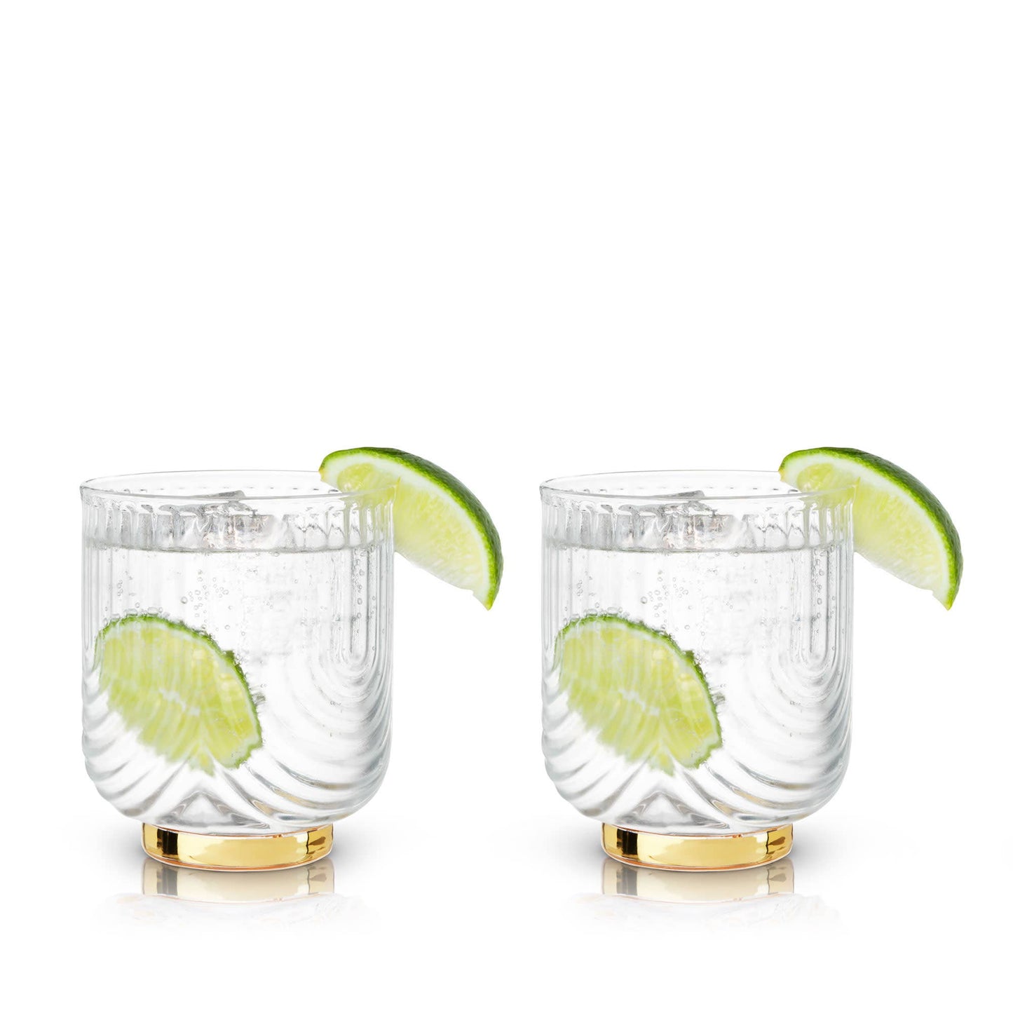 2 pack Gold Plated Lowball Glasses Gatsby