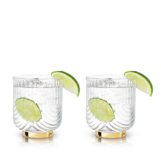 2 pack Gold Plated Lowball Glasses Gatsby