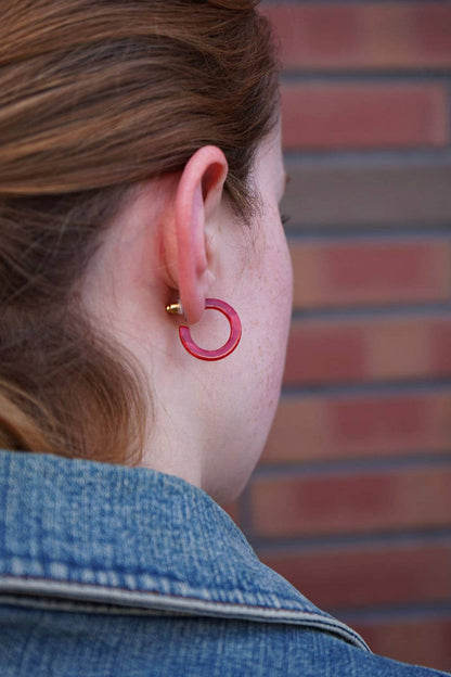Micro Cam Mini Hoops - Scarlet // Jewelry, Earrings, Fall