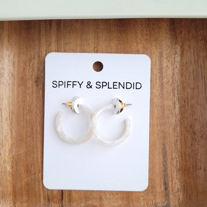 Cam Mini Hoops - Pearl // Jewelry, Earrings