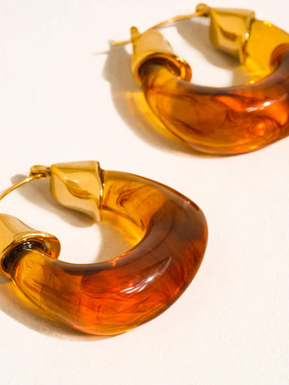 Arlowe 18K Gold Non-Tarnish Resin Hoop Earrings