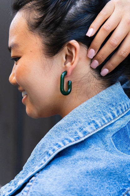 Joanna Hoops - Forest Green // Jewelry, Earrings, Fall